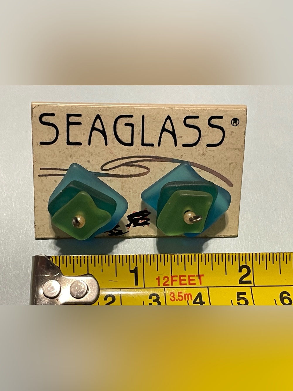 Sterling Silver Sea Glass Pierced Earrings #8236 💎 SALE - Picture 3 of 7